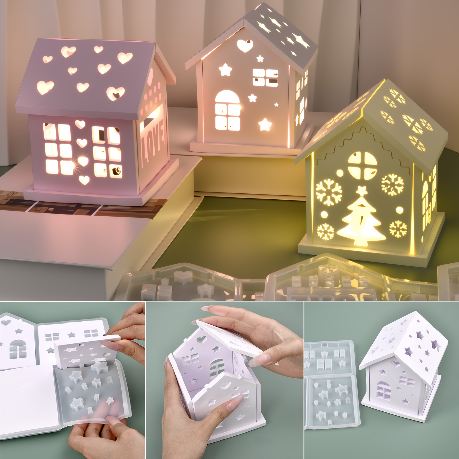 Candle Making Tools - 3D House Silicone Mold DIY Christmas